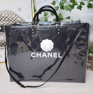 Chanel PVC Shopping Tote W/ Adjustable Chain Strap